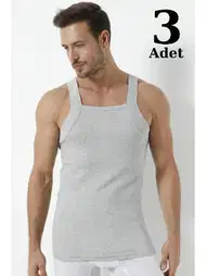 Pamuklu Geniş Biyeli Atlet 3lü Paket Arma Yıldız 1135