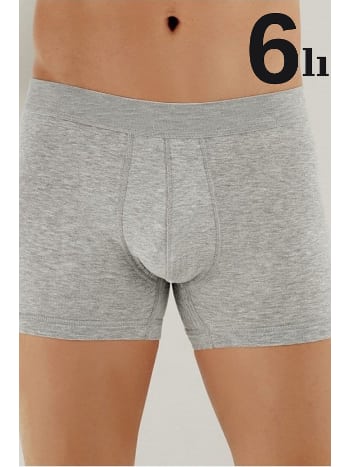 Likralı Gri Erkek Boxer 6'lı Paket Arma Yıldız 1144