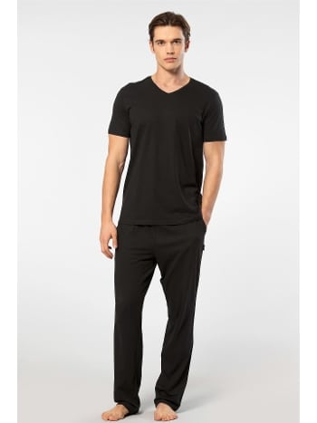 Kısa Kollu Cepli V Yaka Modal Erkek Pijama Takımı Cacharel 2192