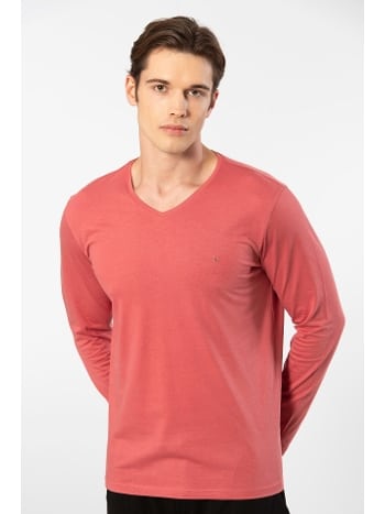 Uzun Kollu V Yaka Modal Pamuk T-shirt Cacharel 2243