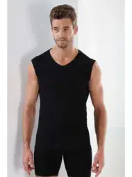 Ribana Siyah V Yaka Kolsuz Atlet Erkek Arma Yıldız 1115