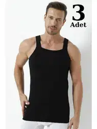 Pamuklu Geniş Biyeli Atlet 3'lü Paket Arma Yıldız 1135