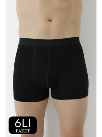 Likralı Esnek Bel Boxer 6'lı Paket Siyah Arma Yıldız 1144
