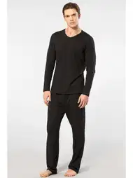 Modal Pamuklu Uzun Kollu Pijama Takımı Cacharel 2237