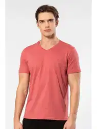 V Yaka Kısa Kollu Modal Pamuk T-shirt Cacharel 2170