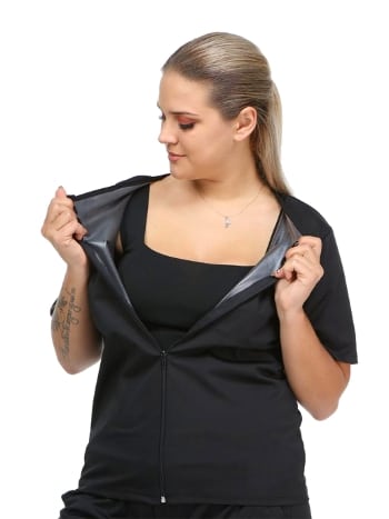 Fermuarlı Termal Sauna Takım Kadın Spor Giyimi Pera Fitol 9003