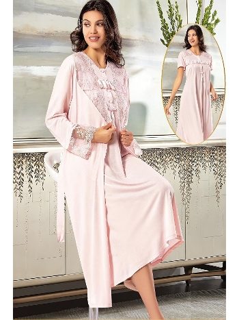 Fırfırlı A Kesim Lohusa Sabahlık Takımı XSES 2375