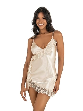 Fırfırlı Kısa Saten Body Ahu 8229