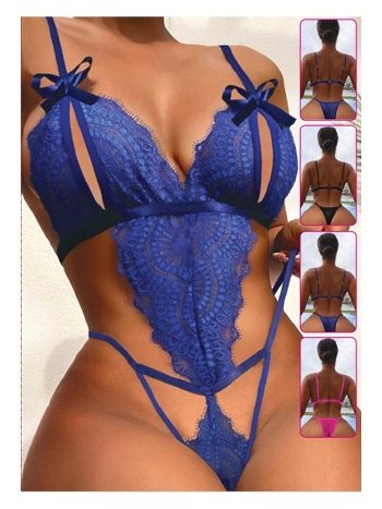 Fiyonklu Mavi Dantel Tek Parça Body For Dreams 8457