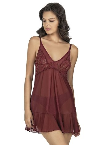 Dantel Detaylı String Gecelik Takım Pembe Somon Fabony 4180