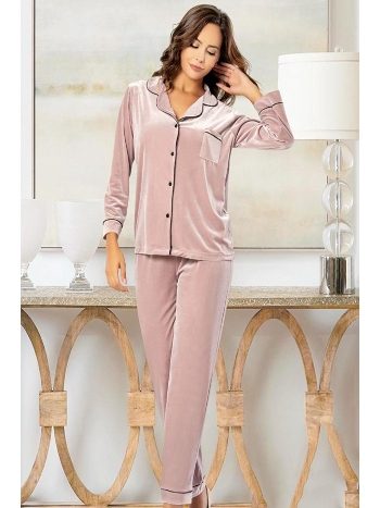 Kadife Düğmeli Emzirme Açıklıklı Lohusa Pijama Takımı XSES 5500