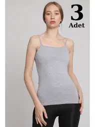 Likralı Gri İp Askı Atlet Arma Yıldız 3356