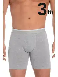 Gri Likralı Uzun Boxer Pamuklu Arma Yıldız 1173