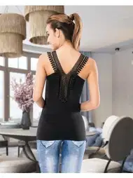 V Yaka Güpür Dantelli Kadın Atlet Derya 141