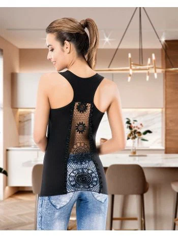 Güpür Detaylı Pamuklu Kadın Atlet Derya Kurşun 135