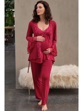 Kısa Kol T-Shirt Pantolon Hamile Sabahlık Takım Anıl 5648