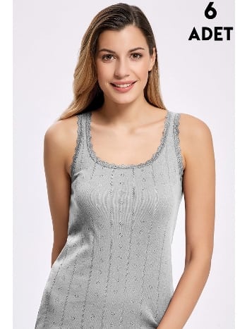 Geniş Askılı Jakarlı Dantelli Kadın Atlet İlke 224