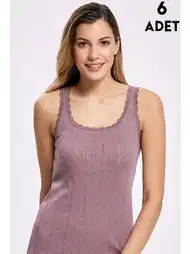 Geniş Askılı Jakarlı Dantelli Kadın Atlet İlke 224