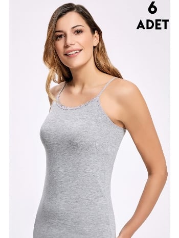 Dantelli İp Askılı Kadın Atlet Bej İlke 246