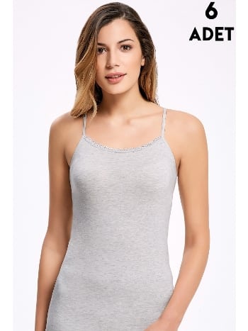 Dantelli Askılı Kadın Atlet Gri İlke 247