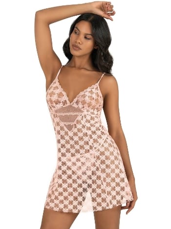 İnce Askılı Tül Gecelik Bordo Ahu 4207