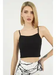 Pamuklu İp Askılı Crop Atlet Beyaz Anıt 2205