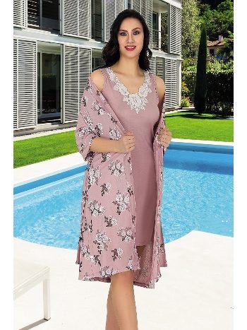 İp Askılı Penye Gecelikli Sabahlık 2'li Takım Lady 564
