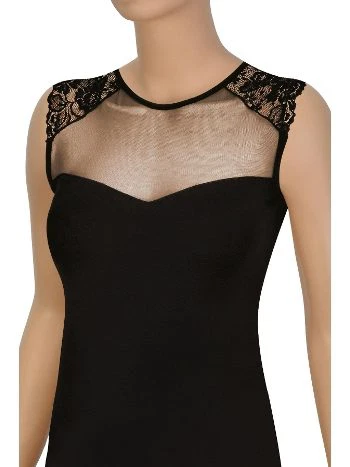 Tüllü Dantel Detaylı Yarım Kollu Body Öts 3162