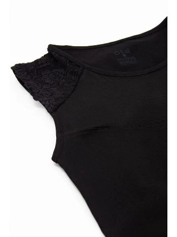 Tüllü Dantel Detaylı Yarım Kollu Body Öts 3162 - 2