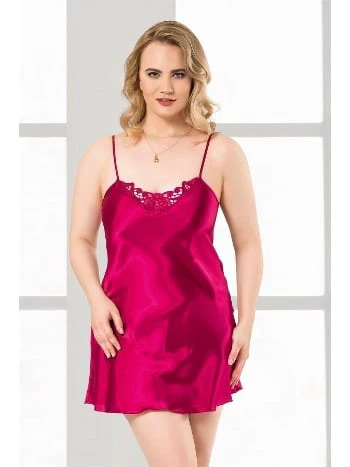 Kısa Saten Gecelik Kadın Büyük Beden Ahu 2022