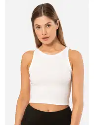 Pamuklu Esnek Fitilli Crop T-shirt Türen 3404