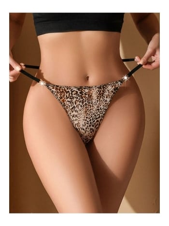 Leopar Desenli Tek Parça Tanga Body Lily Bianca 1024