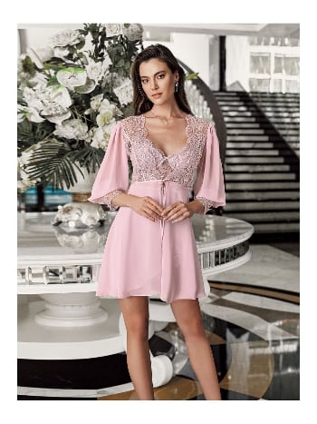 Kaplı Saten Dantelli Transparan Gecelik Takım İmaj 3207