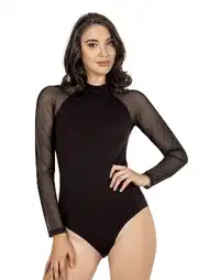 Viskon Tül Detaylı Uzun Kollu Body Özkan 25818