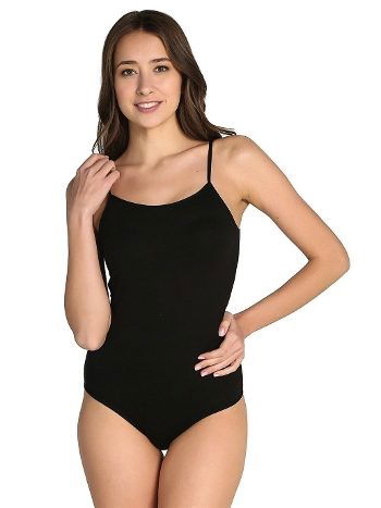 Siyah Likralı İp Askılı Çıtçıtlı Body Kadın Arma 3336