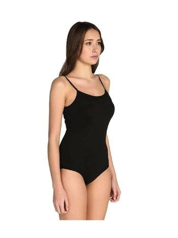 Siyah Likralı İp Askılı Çıtçıtlı Body Kadın Arma 3336 - 2