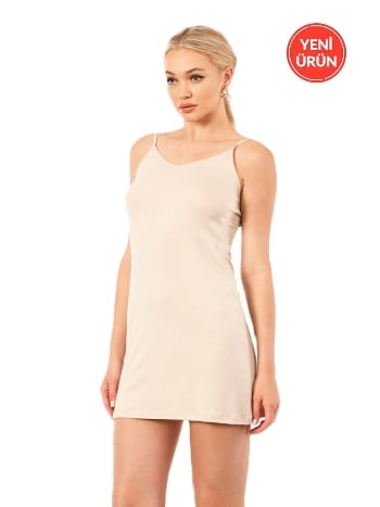 Esnek Viskon İp Askılı Kombinezon Kadın Gecelik Özkan 27190