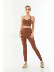 Yüksek Bel, Dört Yönlü Esnek Tayt Yoga Takımı Emay 3921
