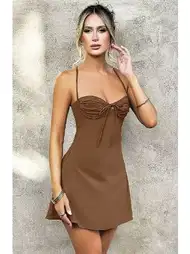 Fuşya Renkli Askılı Mini Elbise Fantezi Kostüm Pink Night 4406