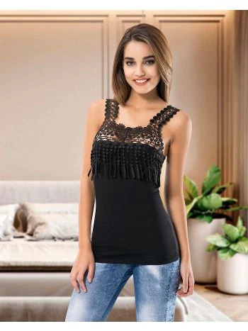 Kalın Güpür Askılı Kadın Atlet Pamuklu Derya 129