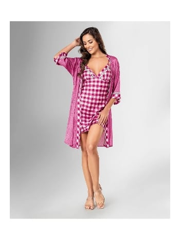 Kareli Lacivert Sabahlık Gecelik Takımı Ahu 1834