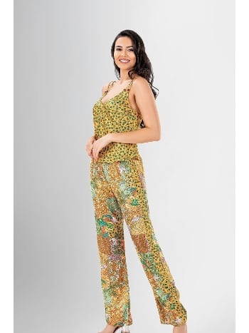 Karışık Desenli Lila 3'lü Pijama Sabahlık Takımı Ahu 1942