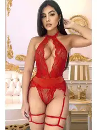 Dantel Detaylı Kırmızı Jartiyer Takım Jesica Bella 0026