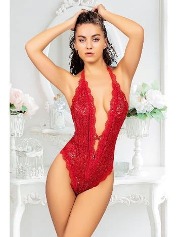 Kırmızı Çift Çapraz İpli Bodysuit Sistina 891 - 2