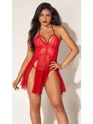 Kırmızı Dantelli Tek Parça Gecelik For Dreams 8604