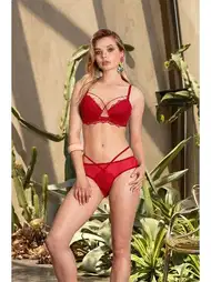 Dantel Detaylı Kırmızı İpli Sütyen Takımı Nurteks 4343