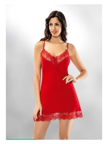 Kırmızı Dantelli Kadın Gecelik Kota 6204