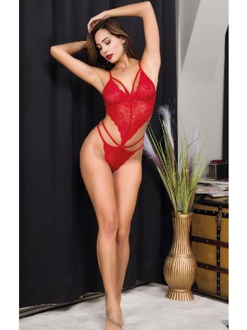 Kırmızı Dantelli Tek Parça Body İzabel 0011 - 2