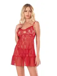 Kırmızı Tül Fantezi Body Tek Parça Ahu 4144