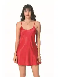Kırmızı Saten Kadın Gecelik Ahu 8093